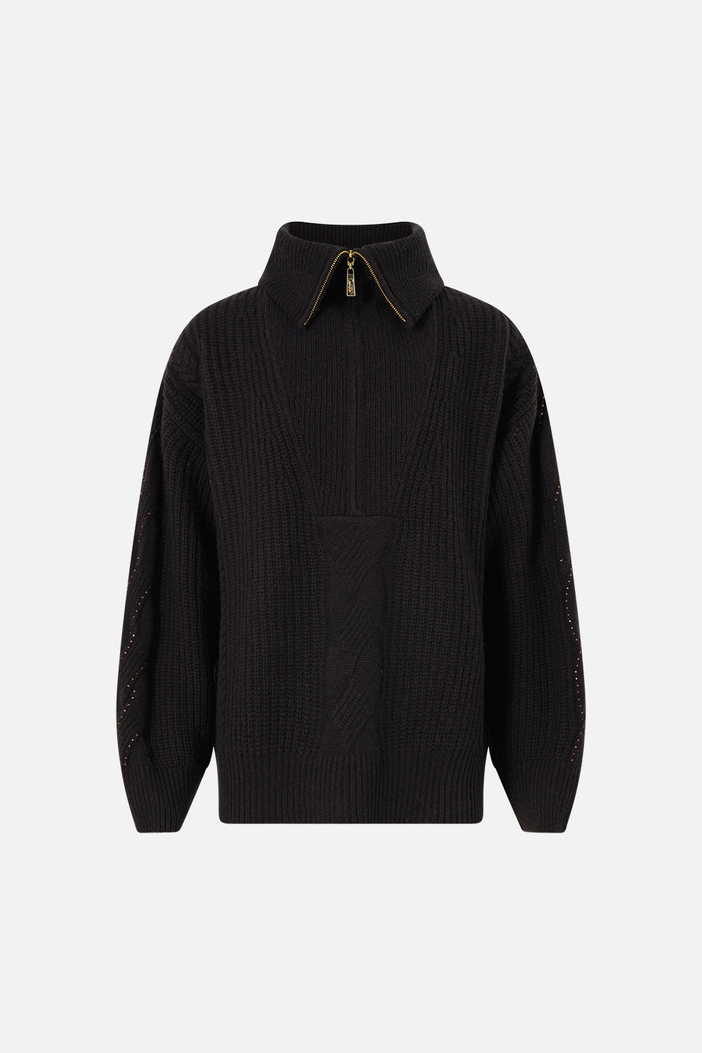 The CAMILLA HALF ZIP KNIT SWEATER NIGHT GARDEN
