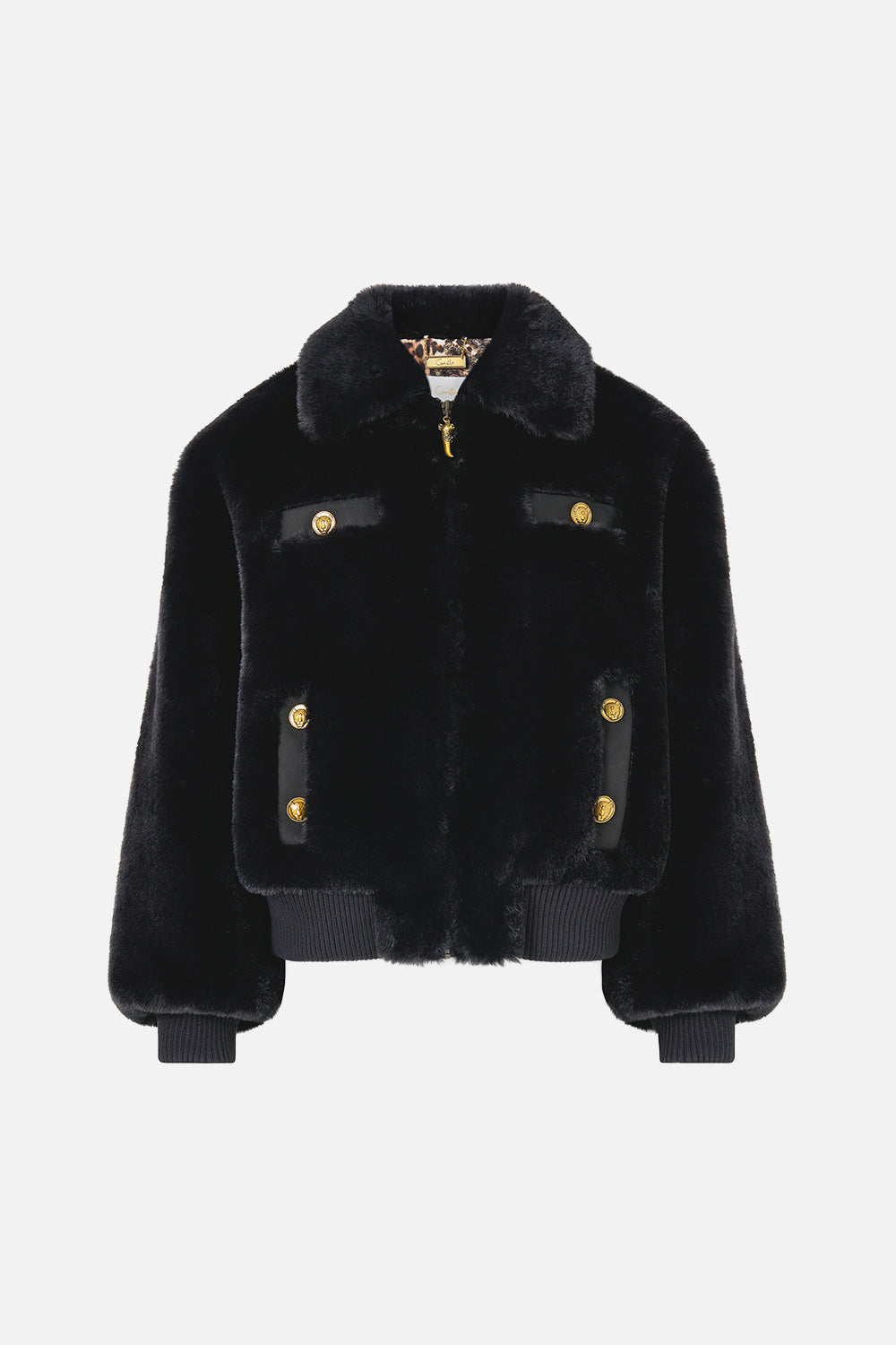 FAUX FUR BOMBER WITH POCKET DETAILS FIESTA, SIESTA, REPEAT