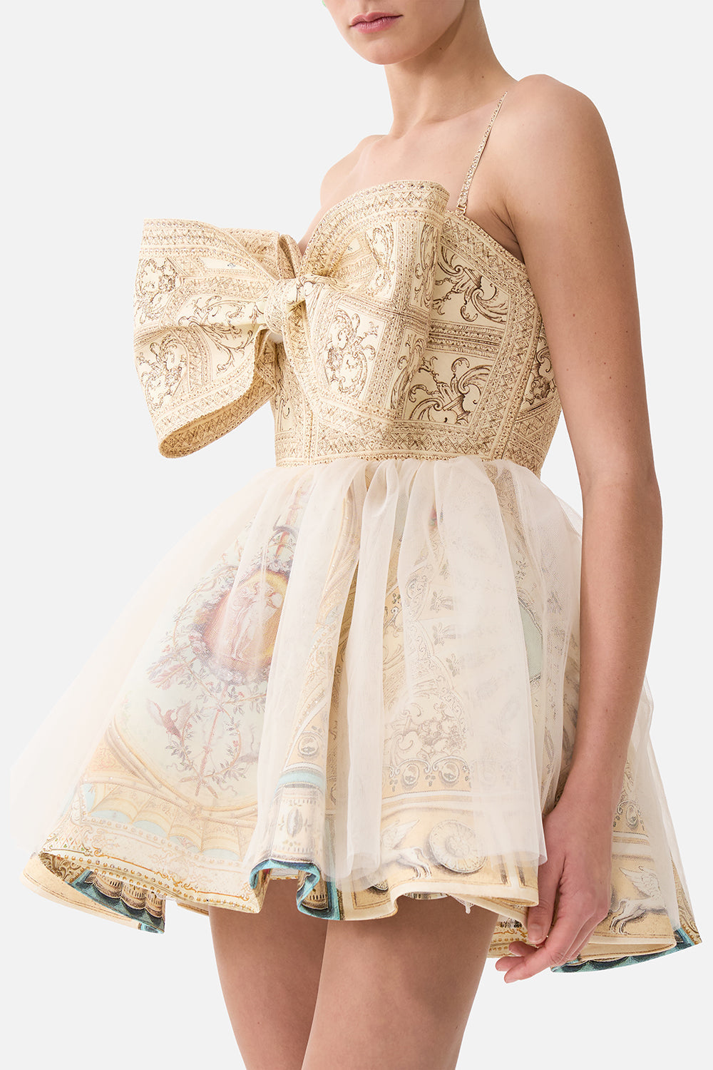 The CAMILLA Short Dress With Bow Detail in our A Beloved Boudoir print.