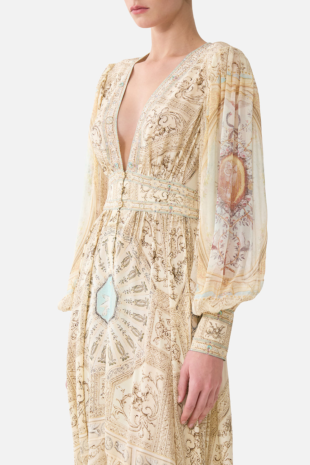 The CAMILLA LONG SLEEVE OVERSIZED SHIRT WANDERLUST EMPIRE in our WANDERLUST EMPIRE print.