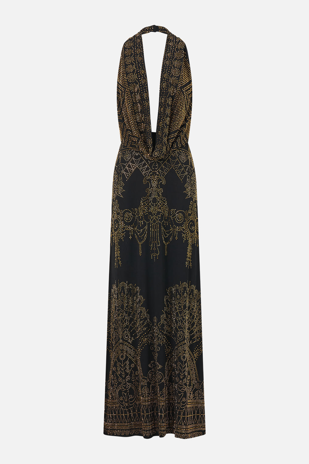 The CAMILLA Deep Cowl Plunge Dress in our The Secession Sessions print, front view.