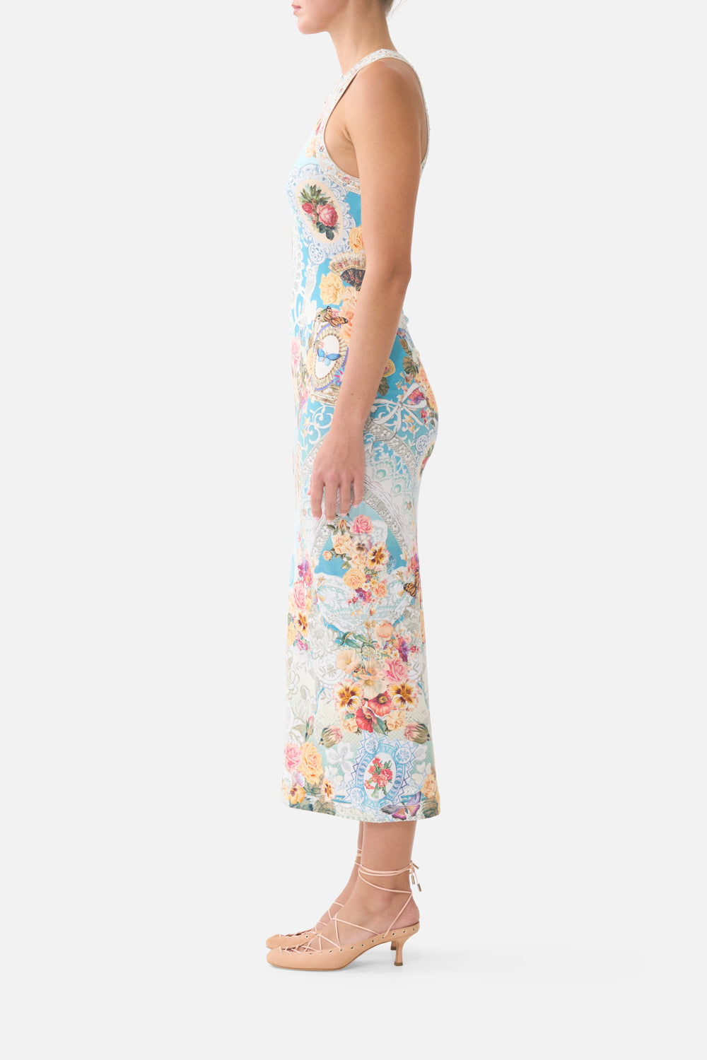 The CAMILLA JERSEY  TANK DRESS WITH CAP SLEEVES ART FOR THE EMPRESS in our  print.