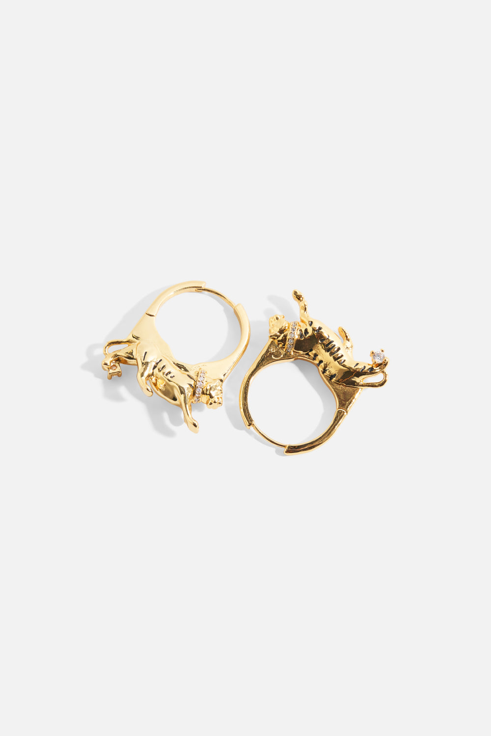 The CAMILLA Gilded Realms Leopard Earrings in gold.