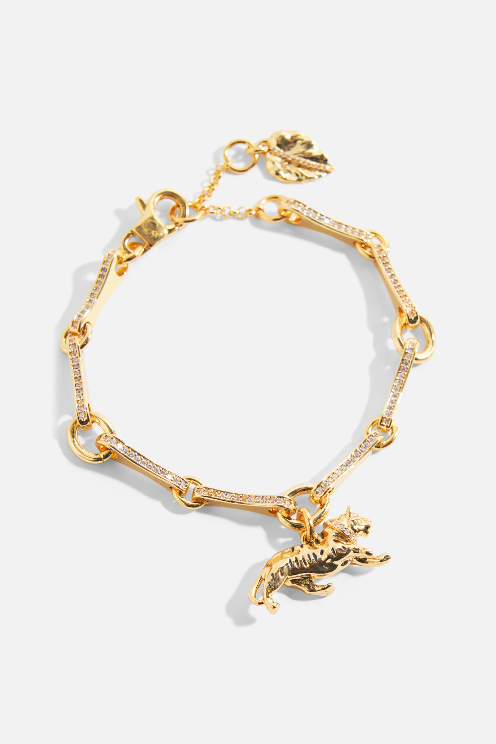 The CAMILLA Gilded Realms Leopard Bracelet in our Gold print, back view.