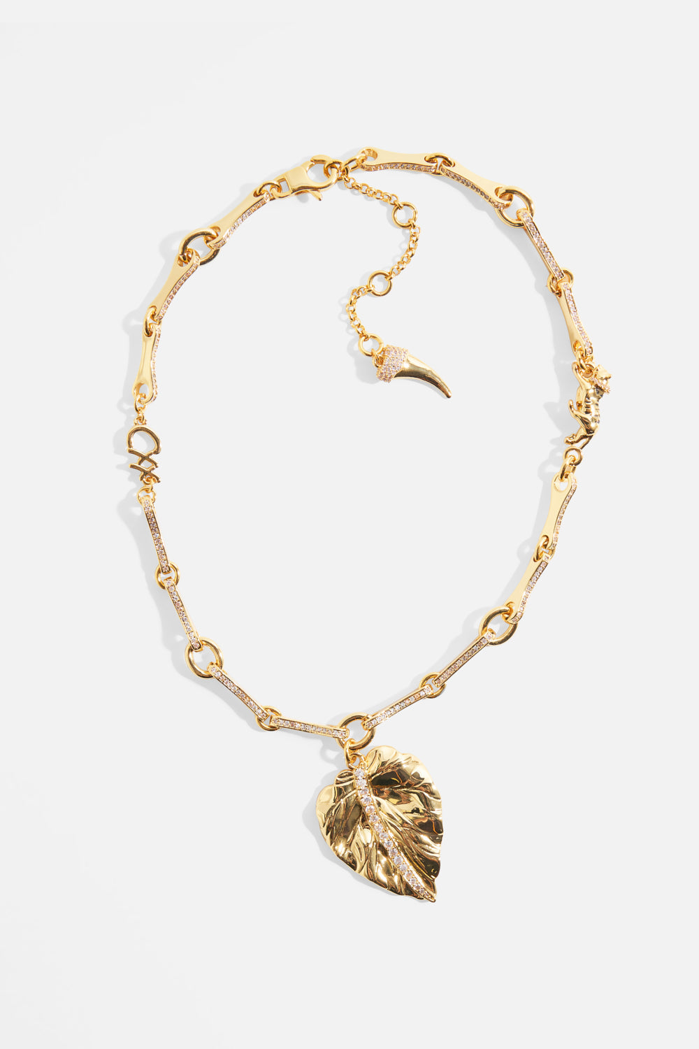 The CAMILLA Gilded Realms Leaf Necklace in gold.