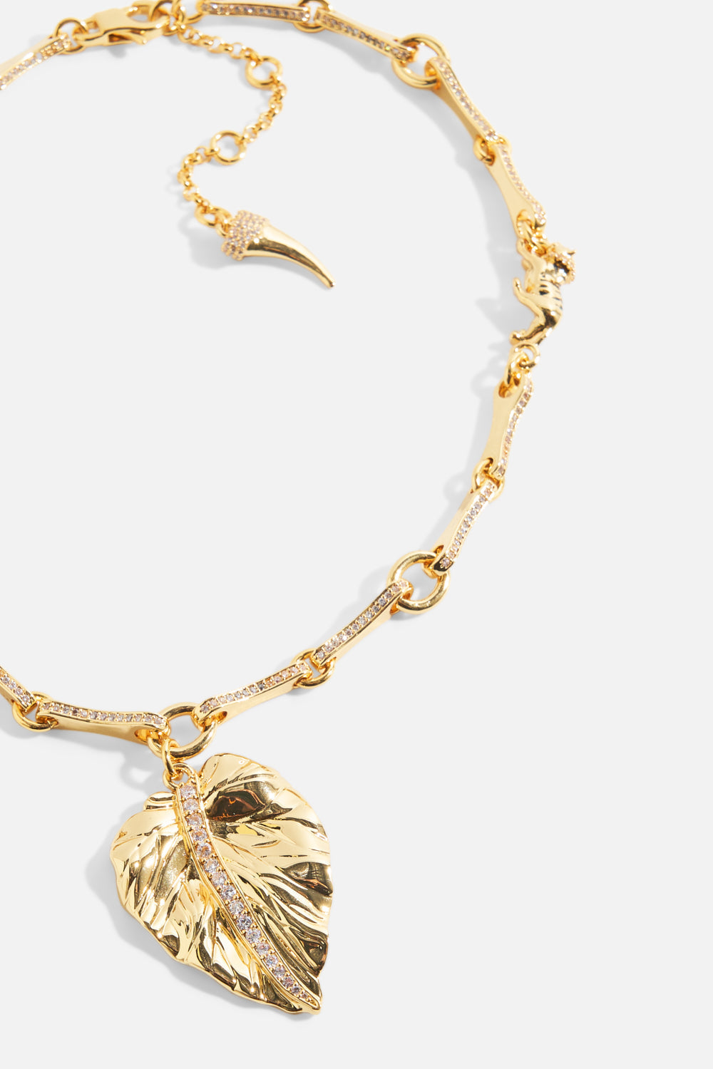 The CAMILLA Gilded Realms Leaf Necklace in gold.