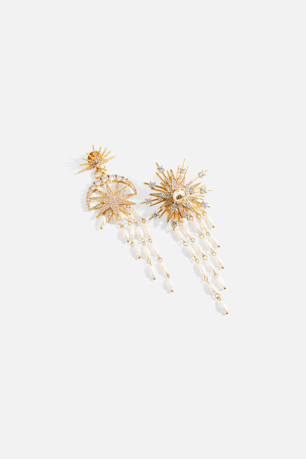 The CAMILLA Empress Of Light Star Crystal Earrings in gold.