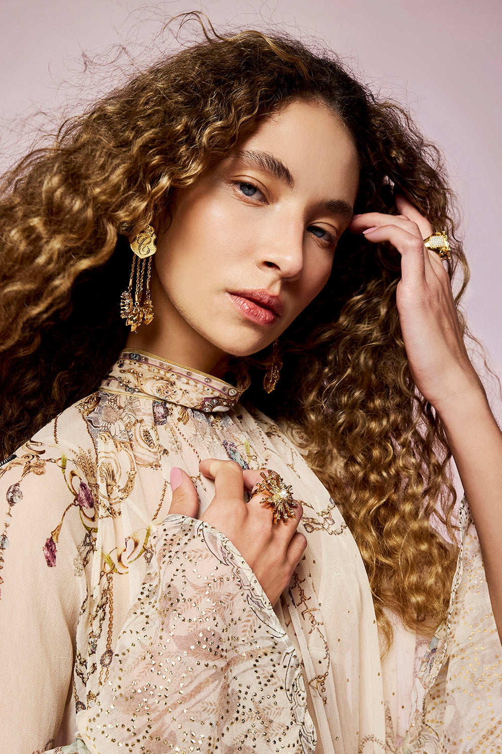 The CAMILLA Palais Aetheria Charm Earrings in gold.
