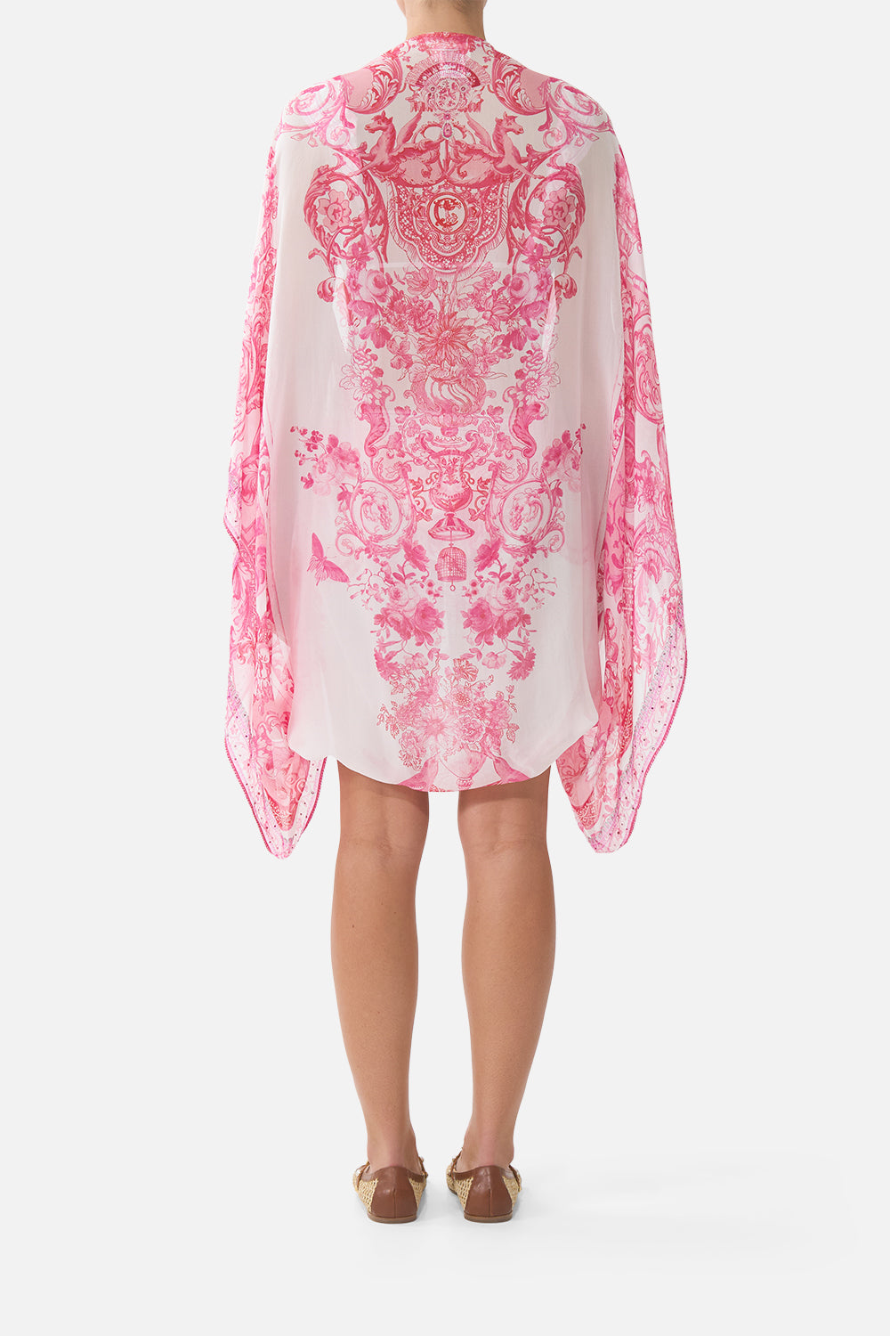 The CAMILLA ASYMMETRICAL RUFFLE SLIP DRESS LEOPARD LIBERTINE in our  print.