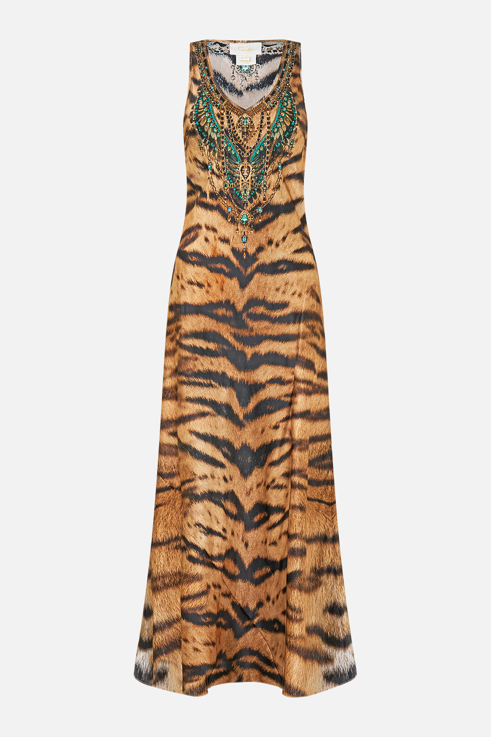The CAMILLA Bias Cut Tank Dress in our A Wink to the Wild print, front view.