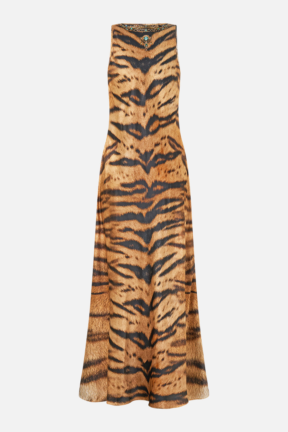 The CAMILLA Bias Cut Tank Dress in our A Wink to the Wild print, back view.