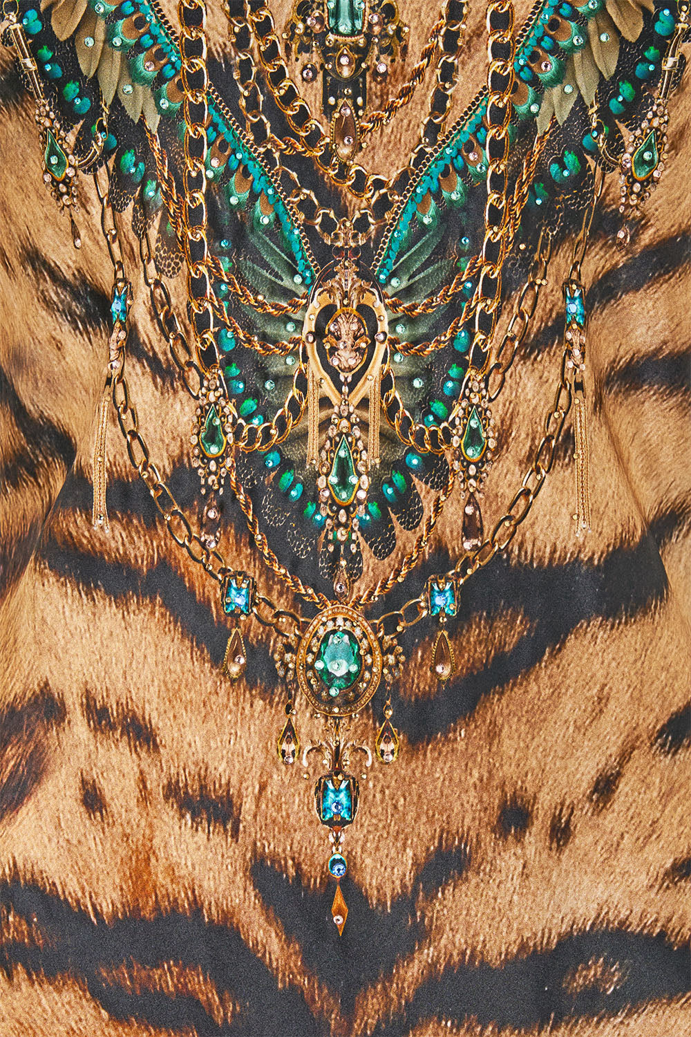 The CAMILLA Bias Cut Tank Dress in our A Wink to the Wild print, fabric detail.