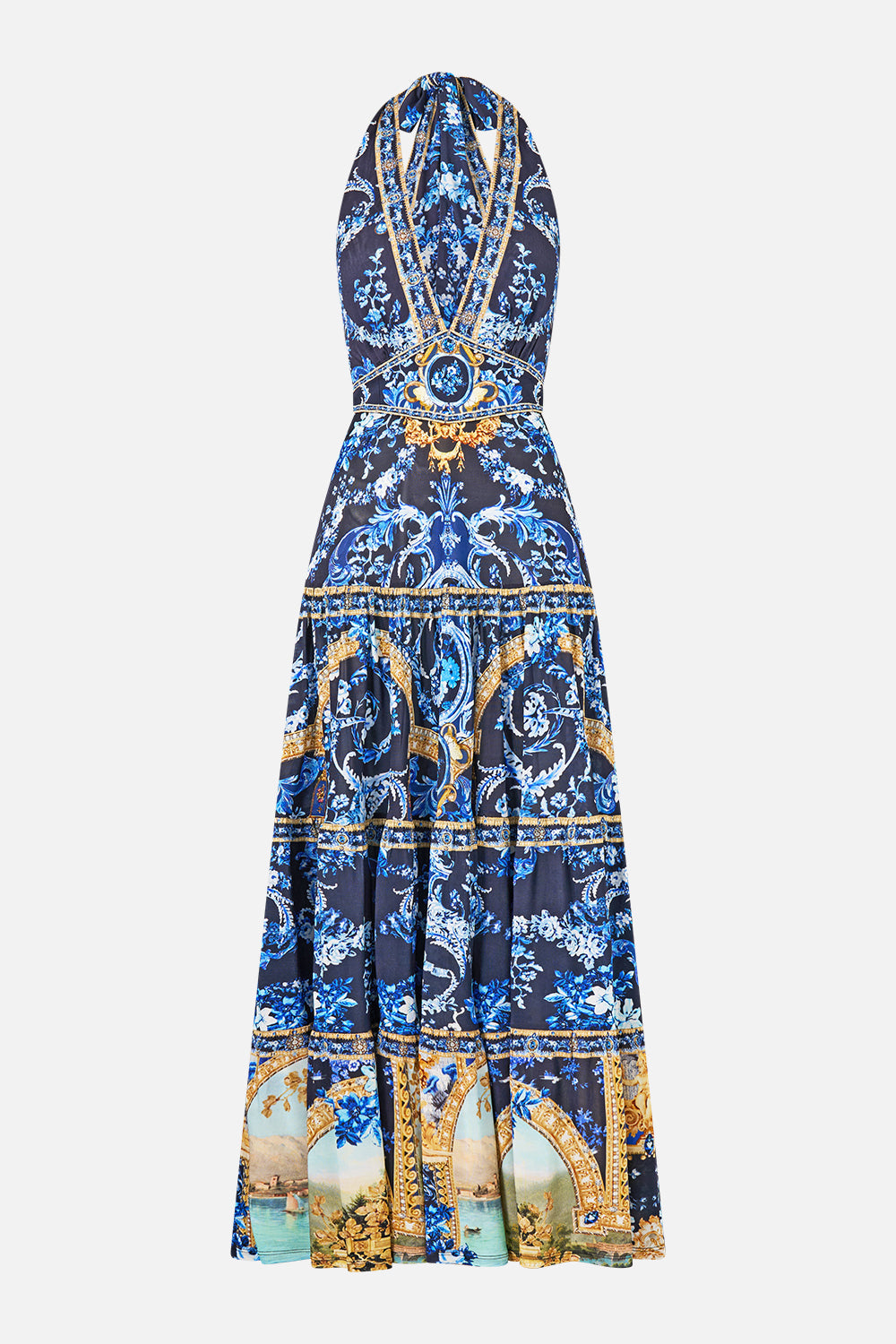 The Sweet Sacre Bleu Halter Jersey Dress With Tiered Skirt