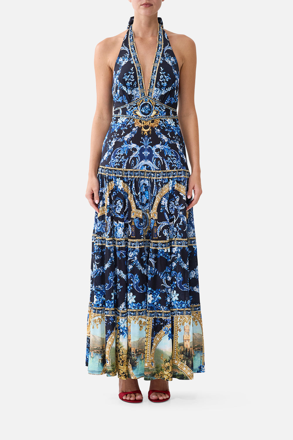 The Sweet Sacre Bleu Halter Jersey Dress With Tiered Skirt