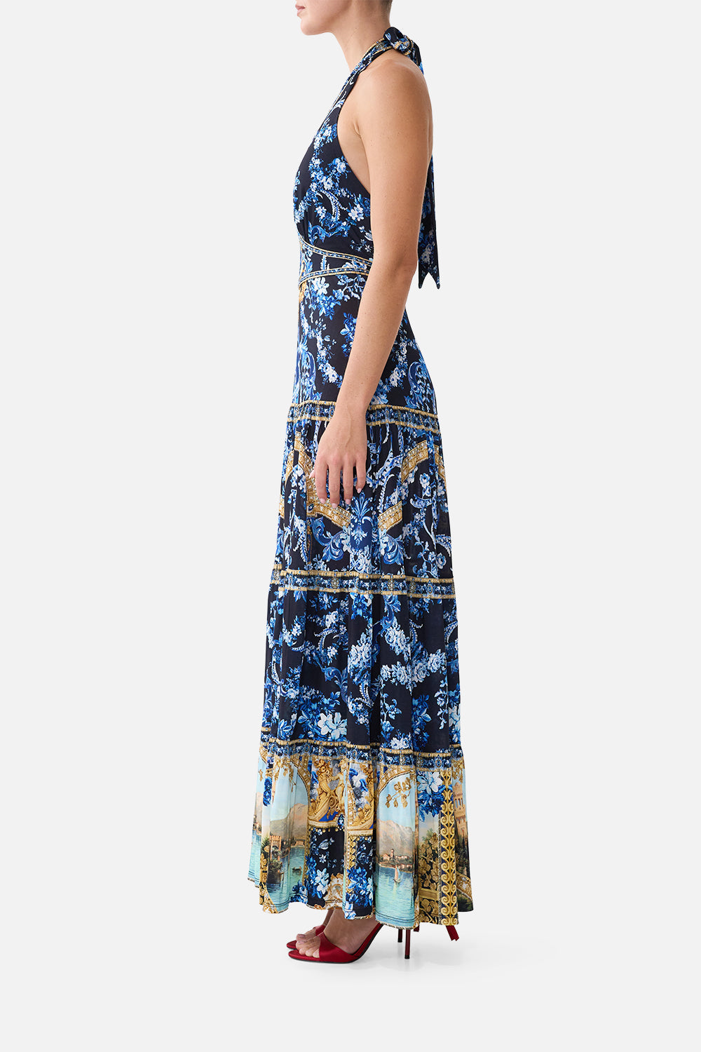 The Sweet Sacre Bleu Halter Jersey Dress With Tiered Skirt