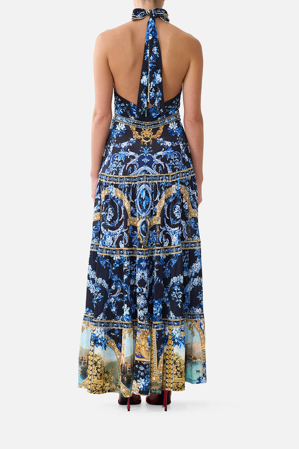 The Sweet Sacre Bleu Halter Jersey Dress With Tiered Skirt