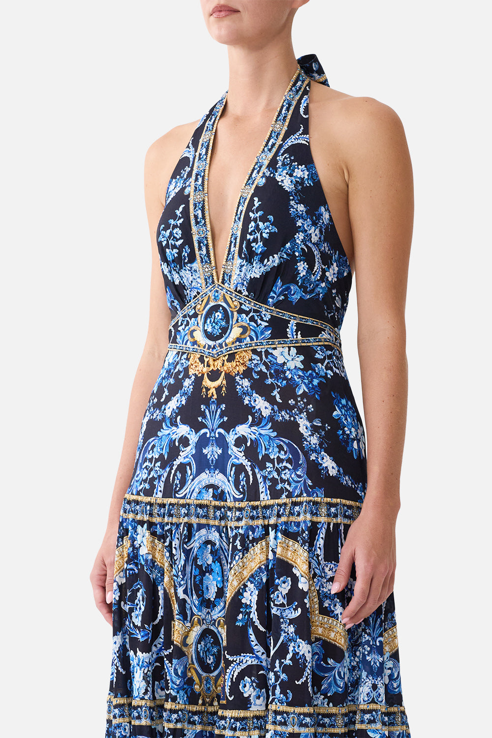 The Sweet Sacre Bleu Halter Jersey Dress With Tiered Skirt