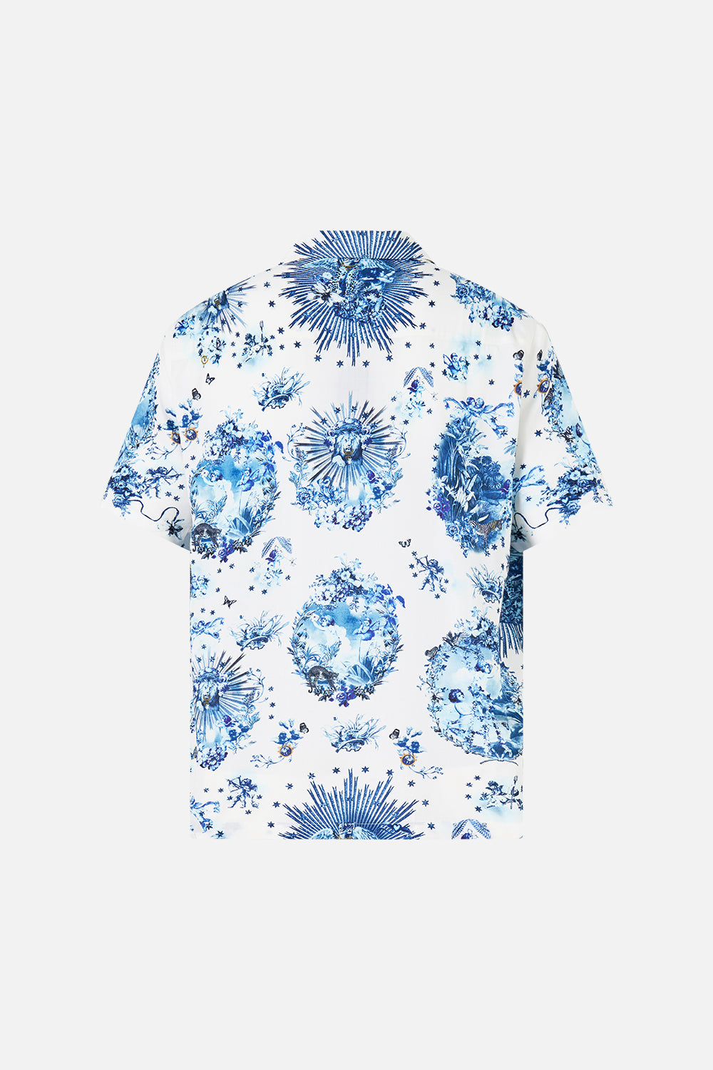 The CAMILLA Short Sleeve Camp Collared Shirt The Porcelain Parlour in our The Porcelain Parlour print.
