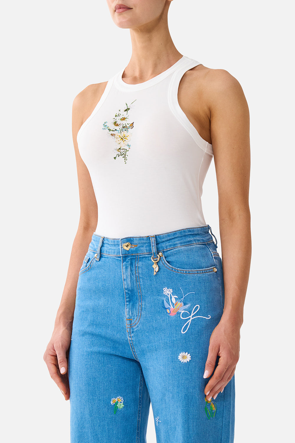 The CAMILLA JERSEY TANK TOP DANDELION SKIES