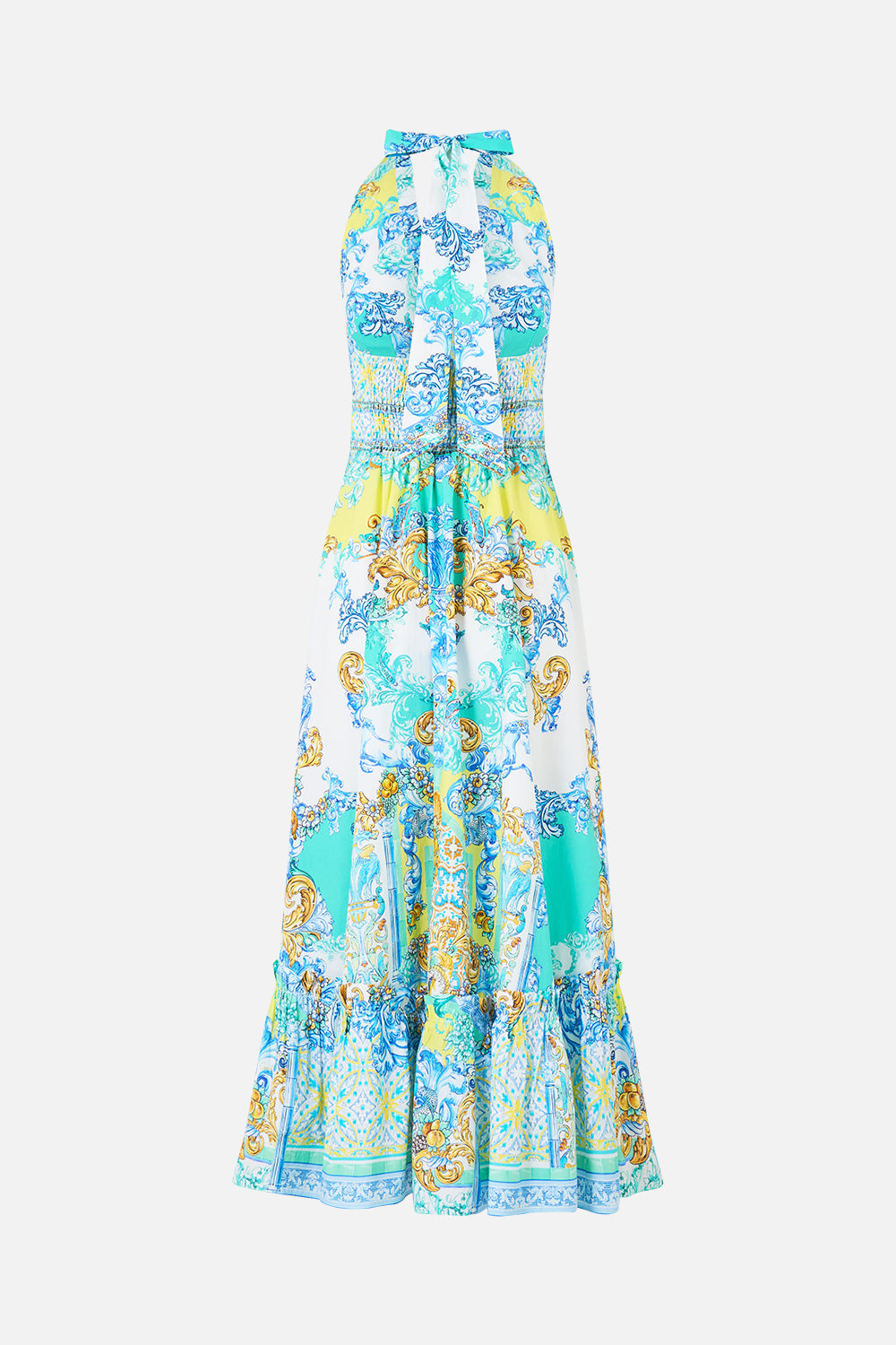 RUFFLE NECK HALTER DRESS DIAL UP THE TILES