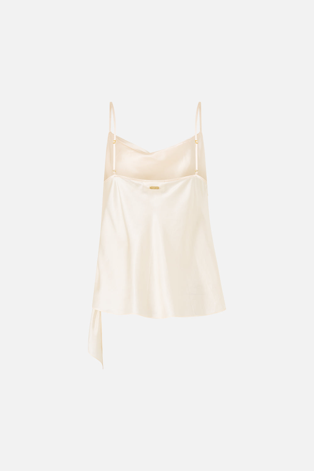 The CAMILLA Asymmetric Draped Top Silk Essentials in our Silk Essentials print.