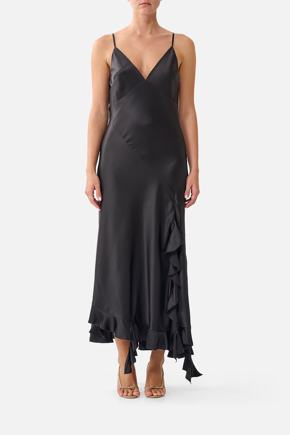 The CAMILLA BIAS SLIP DRESS WITH FRILL HEM SILK ESSENTIALSSILK ESSENTIALS