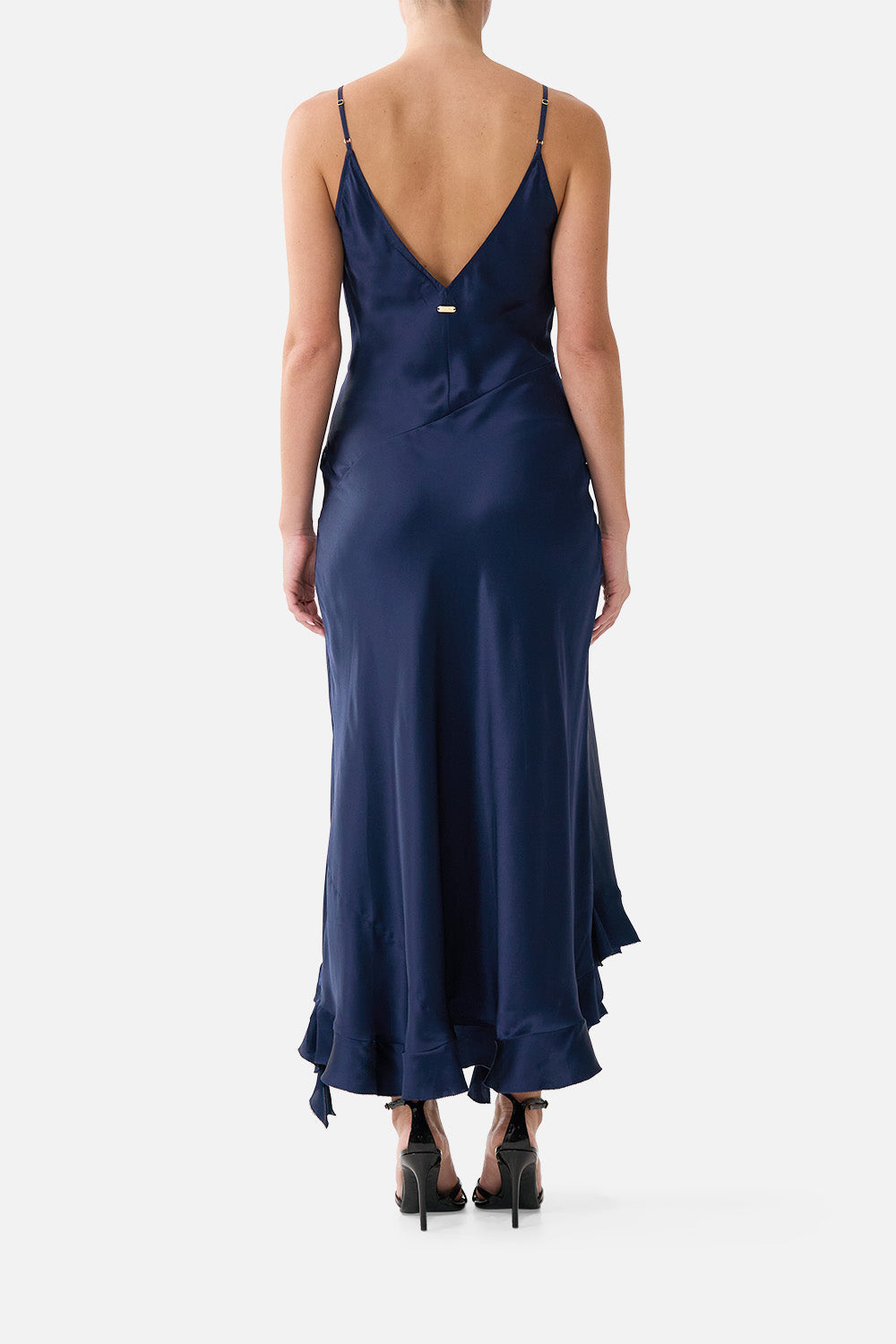 BIAS SLIP DRESS WITH FRILL HEM SILK ESSENTIALS