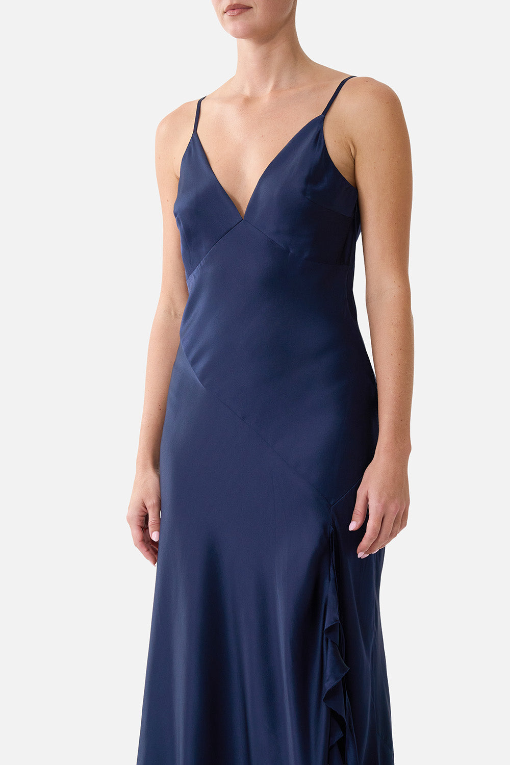 BIAS SLIP DRESS WITH FRILL HEM SILK ESSENTIALS