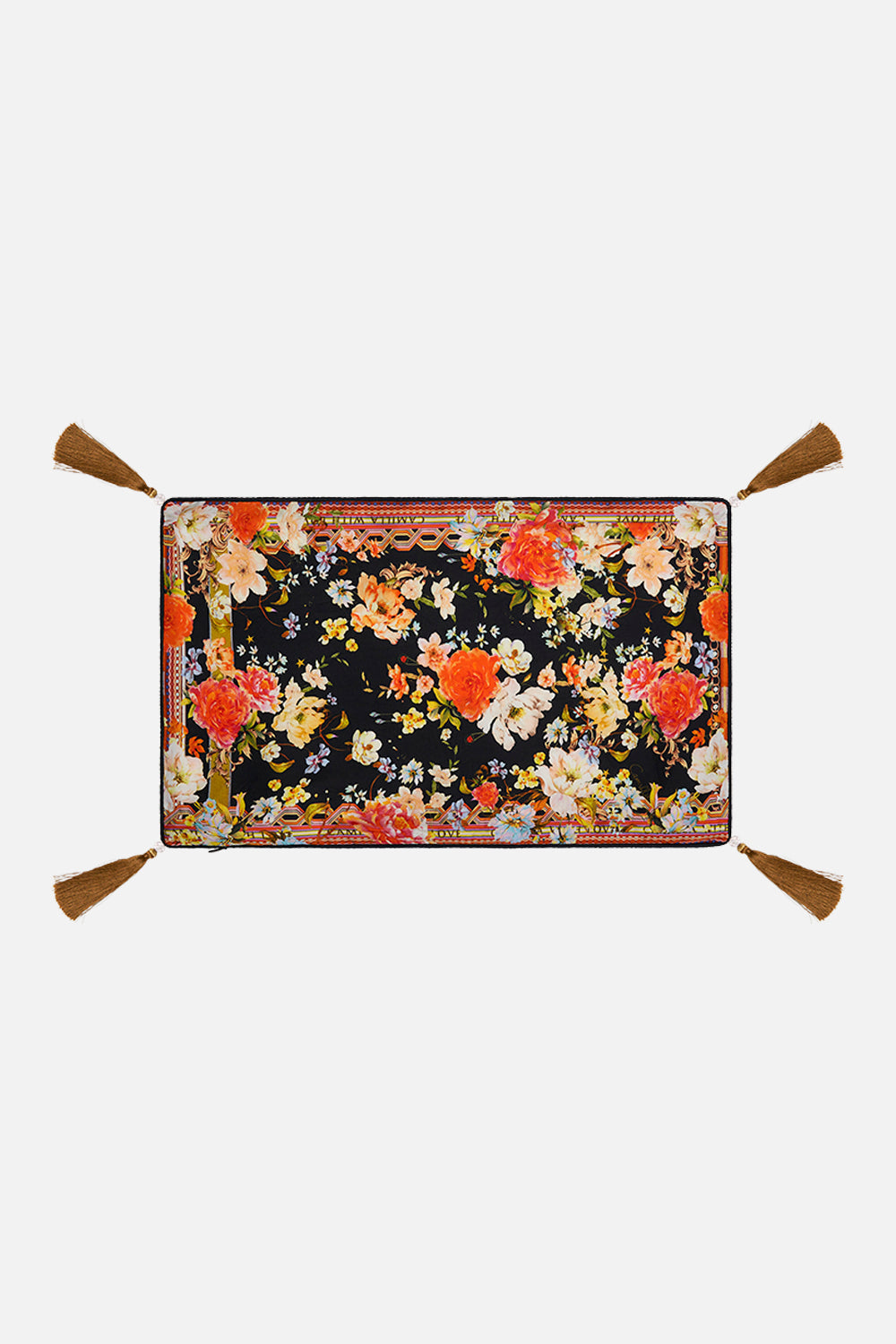 CAMILLA silk floral cushion in Secret History print