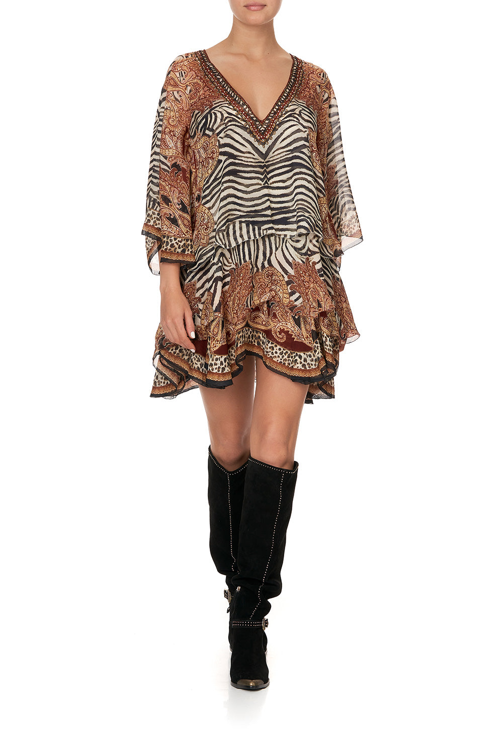 LAYERED FRILL SHORT DRESS WILD FIRE