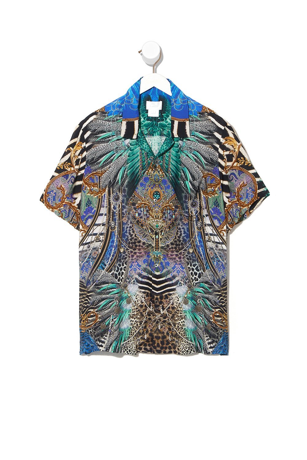 SHORT SLEEVE CAMP COLLARED SHIRT ANIMAL ARMY