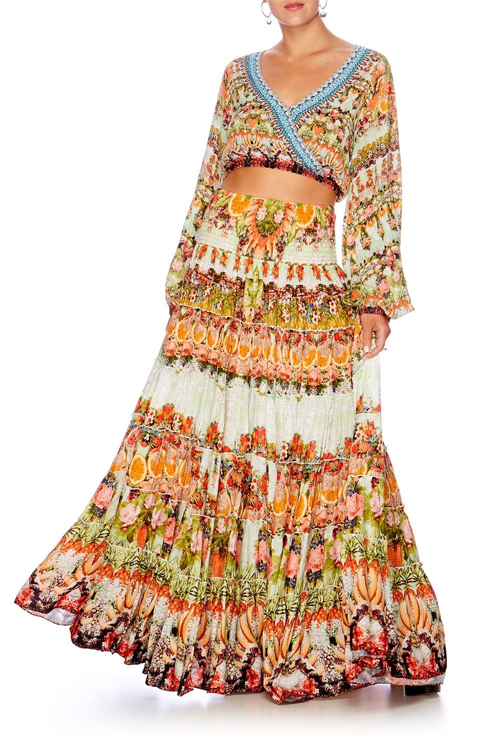 CAMILLA SAMBA SALADA TIERED MAXI SKIRT