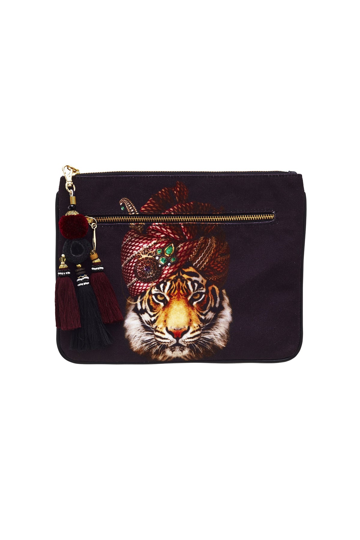 BLACK TIGER SMALL CANVAS CLUTCH