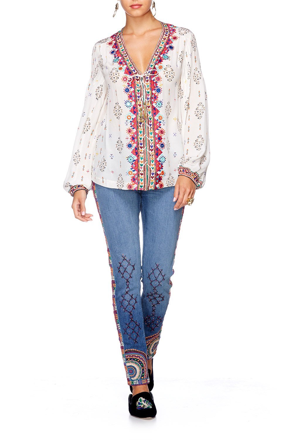 LOVE SONG PEASANT BLOUSE W FRONT LACING