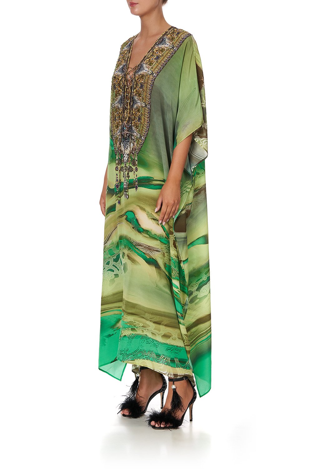 V NECK SPLIT KAFTAN MULTI