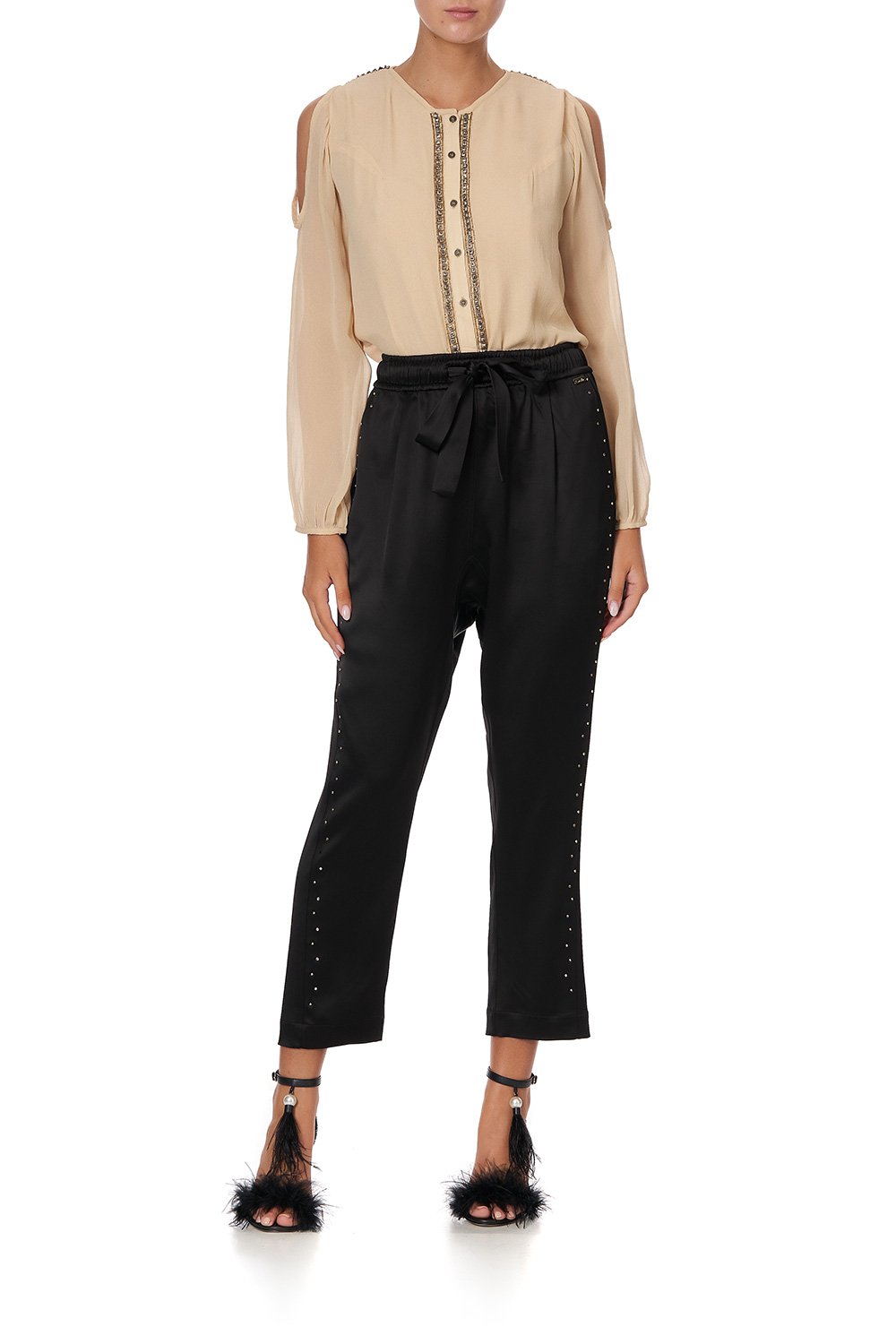 T BACK LONG SLEEVE BLOUSE CAMEL