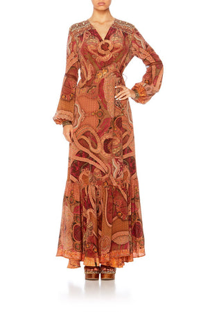 FAMILY GATHERING QUILTED YOKE WRAP DRESS