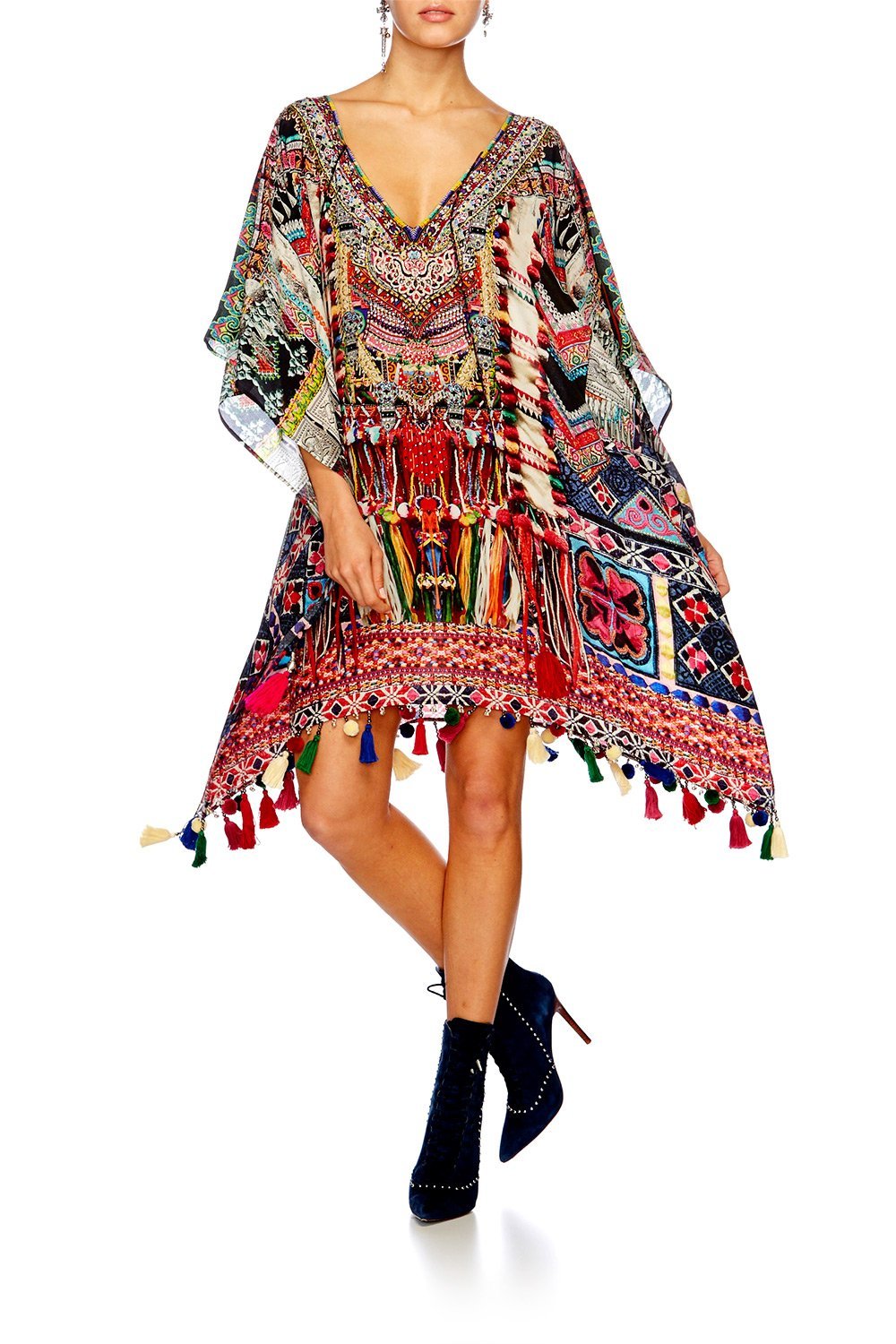 SOUND OF SILVER TASSEL HEM SHORT KAFTAN