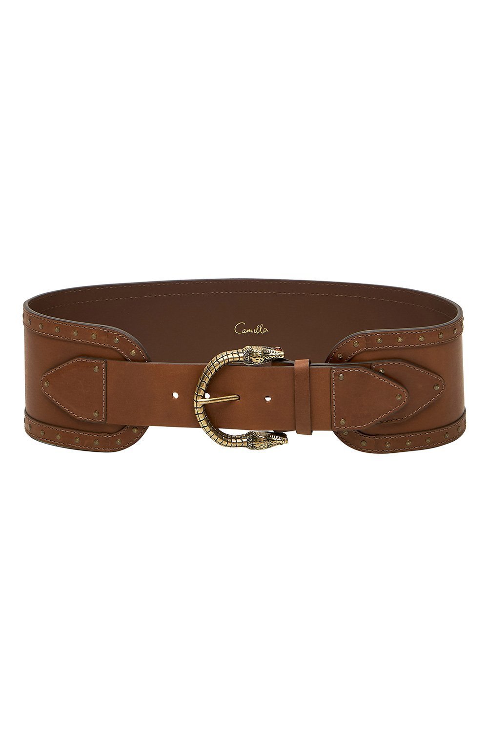 CINCHED LEATHER BELT TAN
