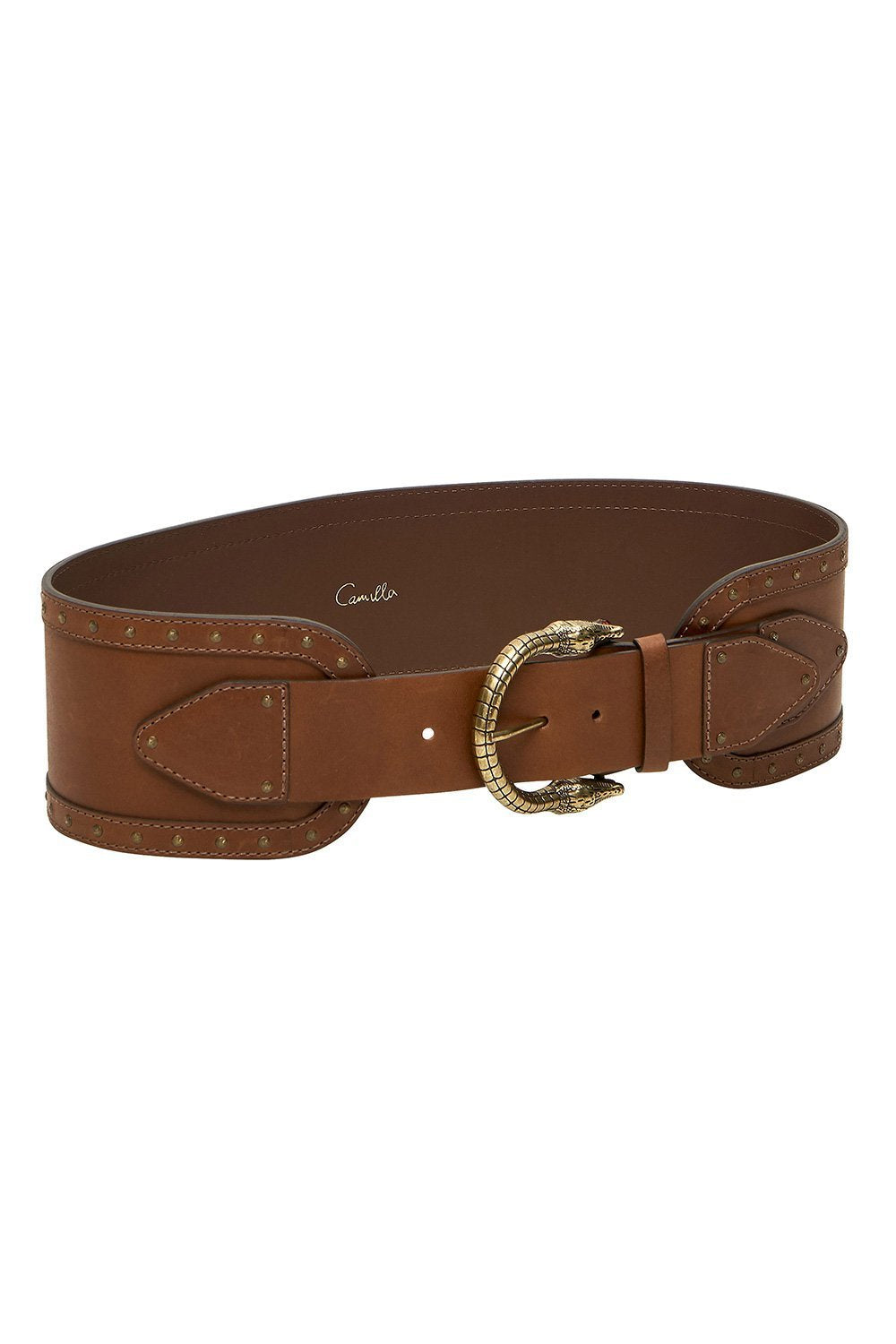 CINCHED LEATHER BELT TAN