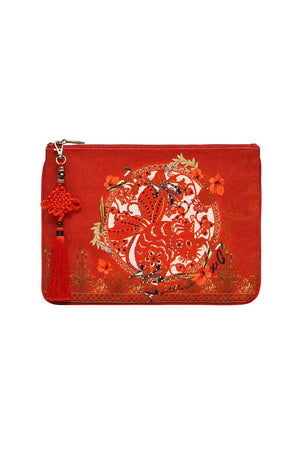 SMALL CANVAS CLUTCH SOLID RED
