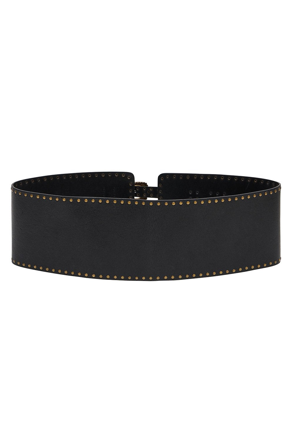 WIDE DOUBLE BUCKLE BELT SOLID BLACK