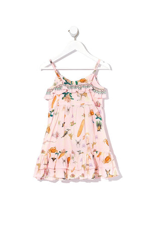 INFANTS BUTTON THROUGH FRILL DRESS OVER THE RAINBOW
