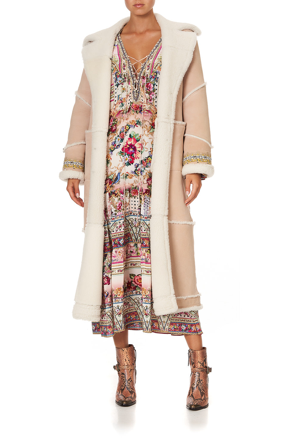 LONG SUEDE SHEARLING COAT FLOW ISTENANYA