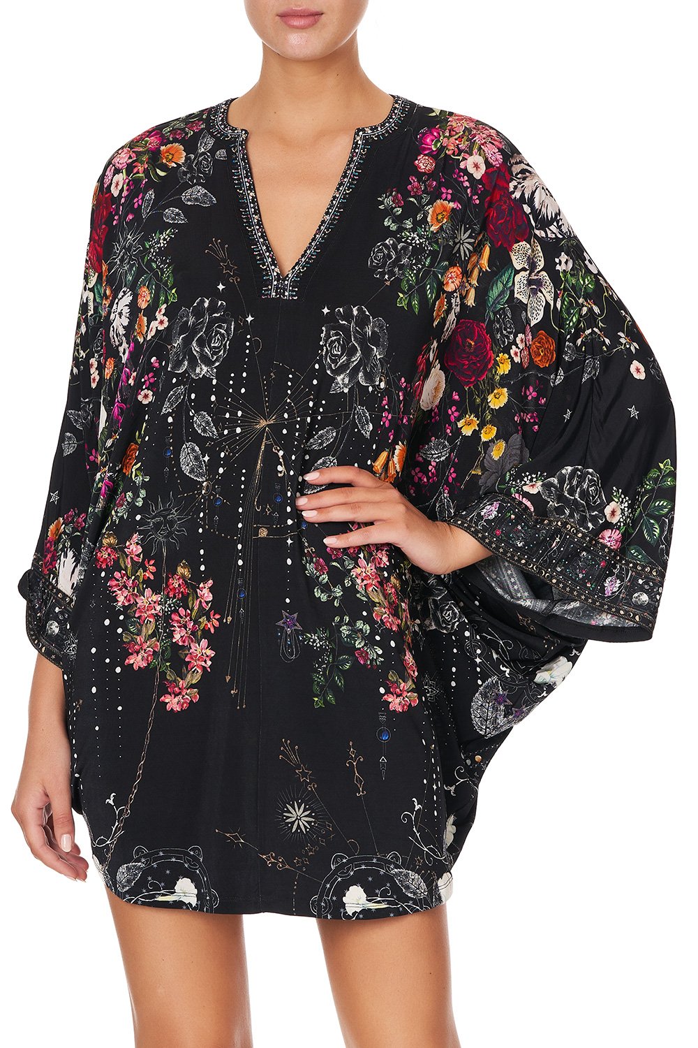 JERSEY SHORT KAFTAN WITH CURVED HEM TO THE GYPSY