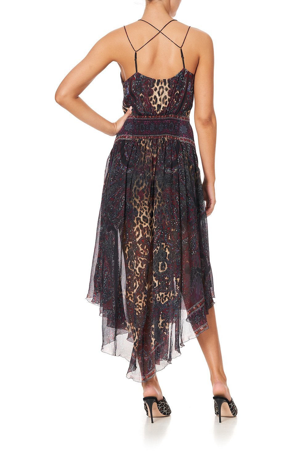 STRAP DRESS WITH SHAPED WAISTBAND THE SMOKING LOUNGE