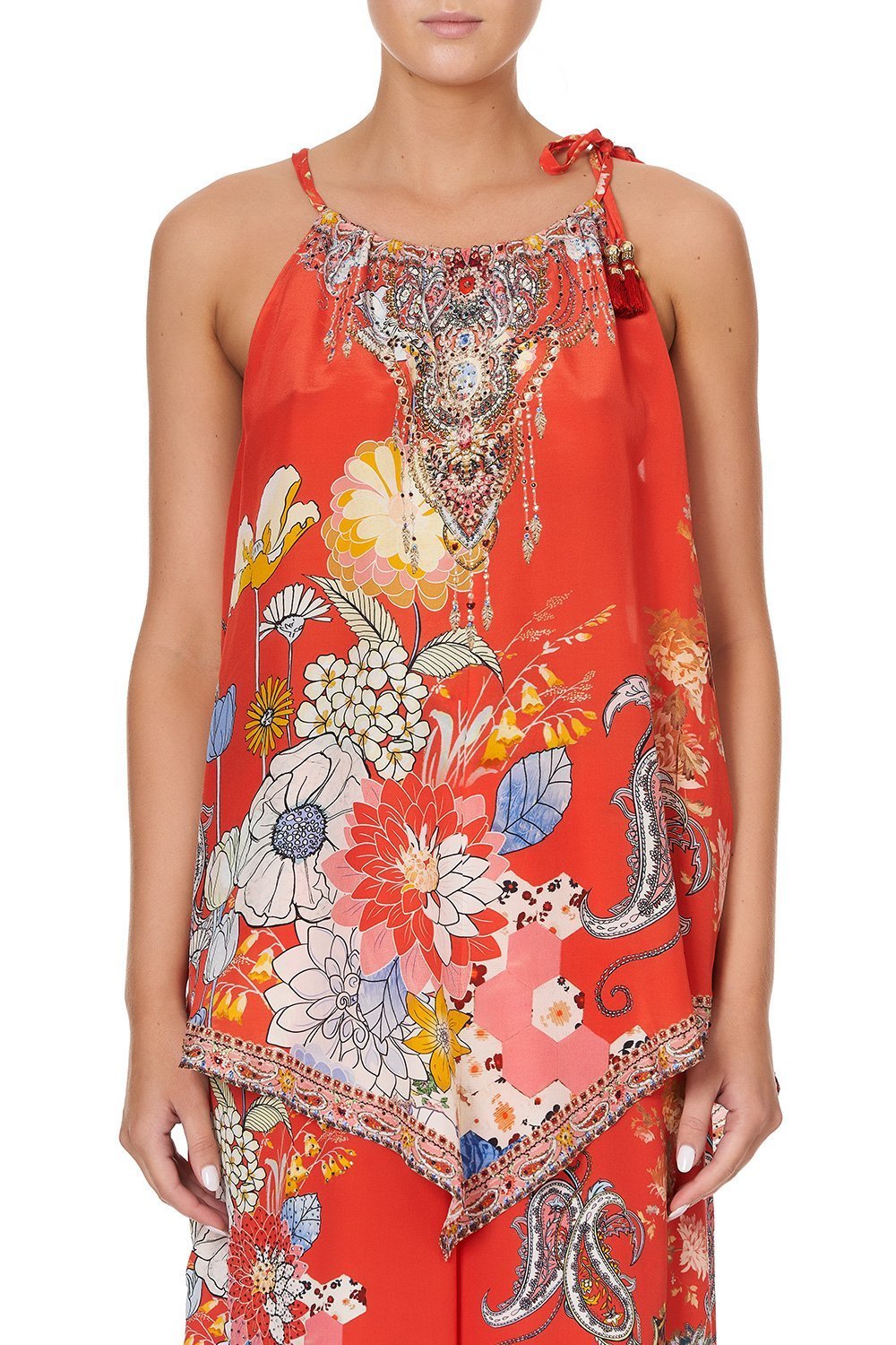 HANDKERCHIEF HEM TANK PAISLEY IN PATCHES