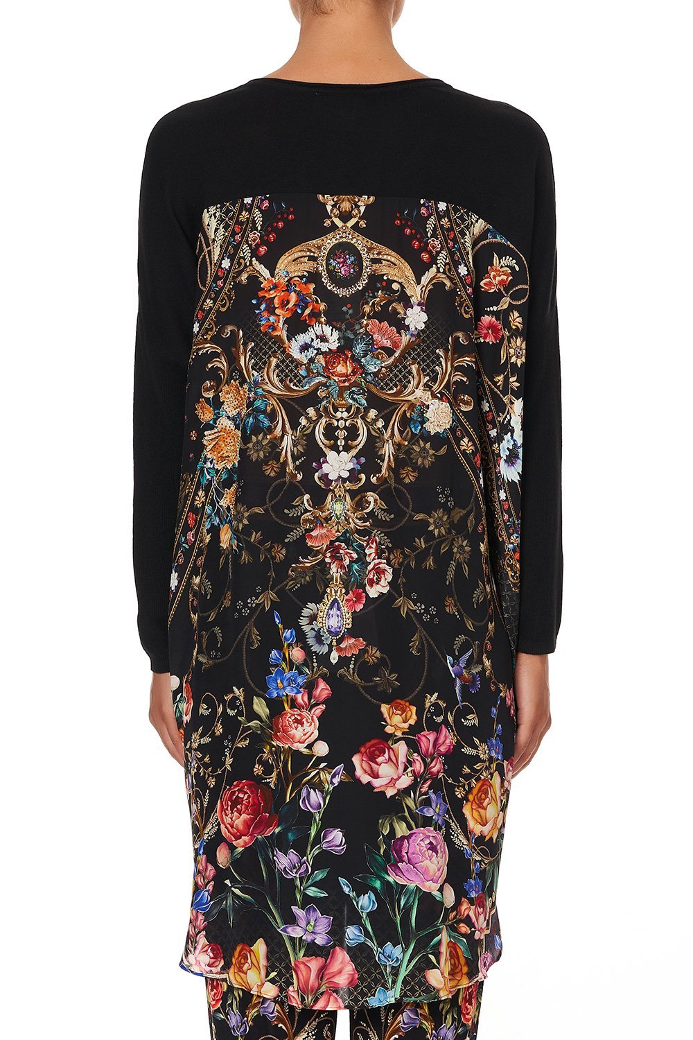 V NECK JUMPER WITH PRINT BACK BLUSHING MANOR