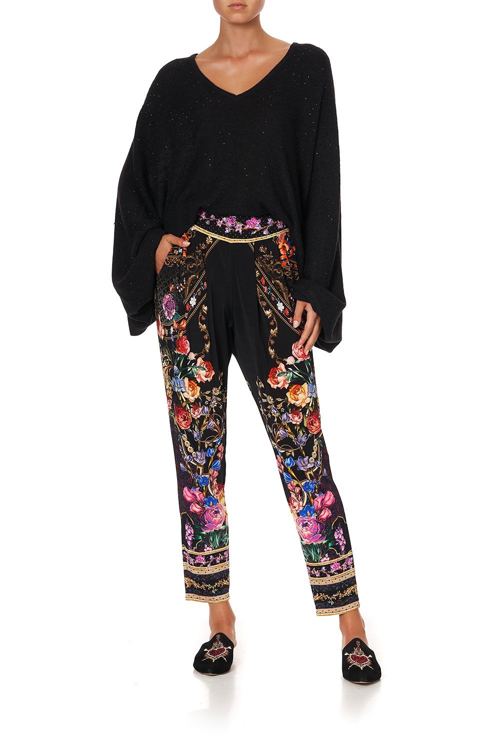 KNIT V NECK JUMPER WITH DOLMAN SLEEVE BLUSHING MANOR