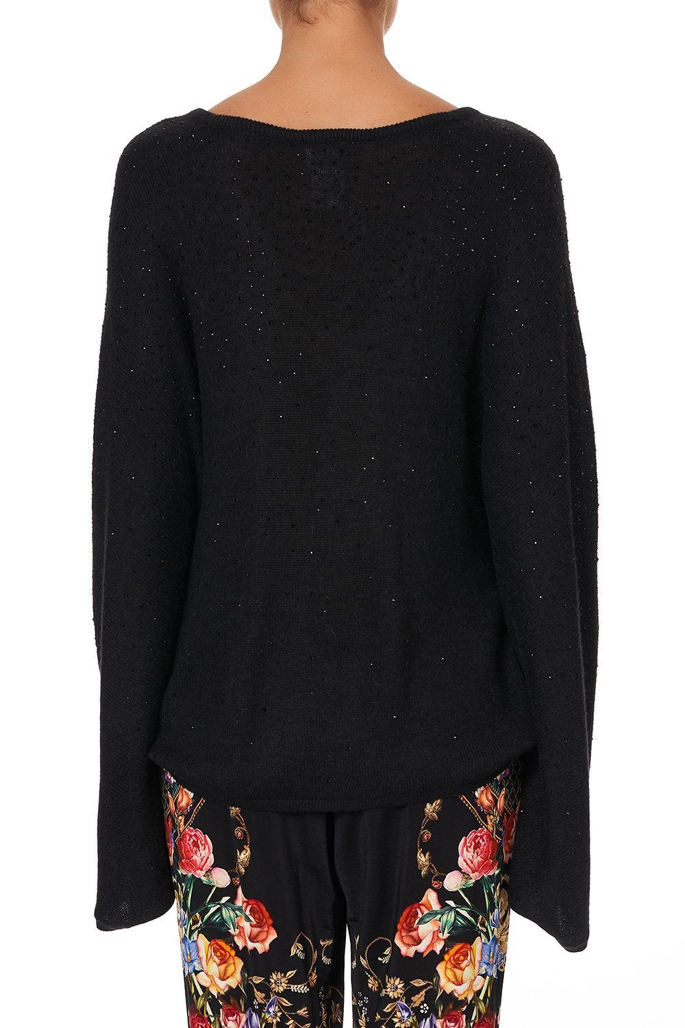 KNIT V NECK JUMPER WITH DOLMAN SLEEVE BLUSHING MANOR